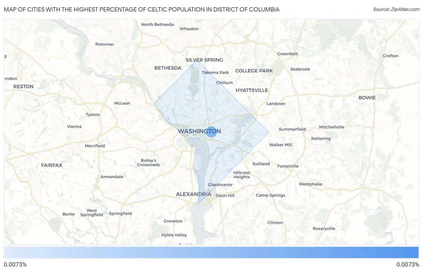 Cities with the Highest Percentage of Celtic Population in District Of Columbia Map