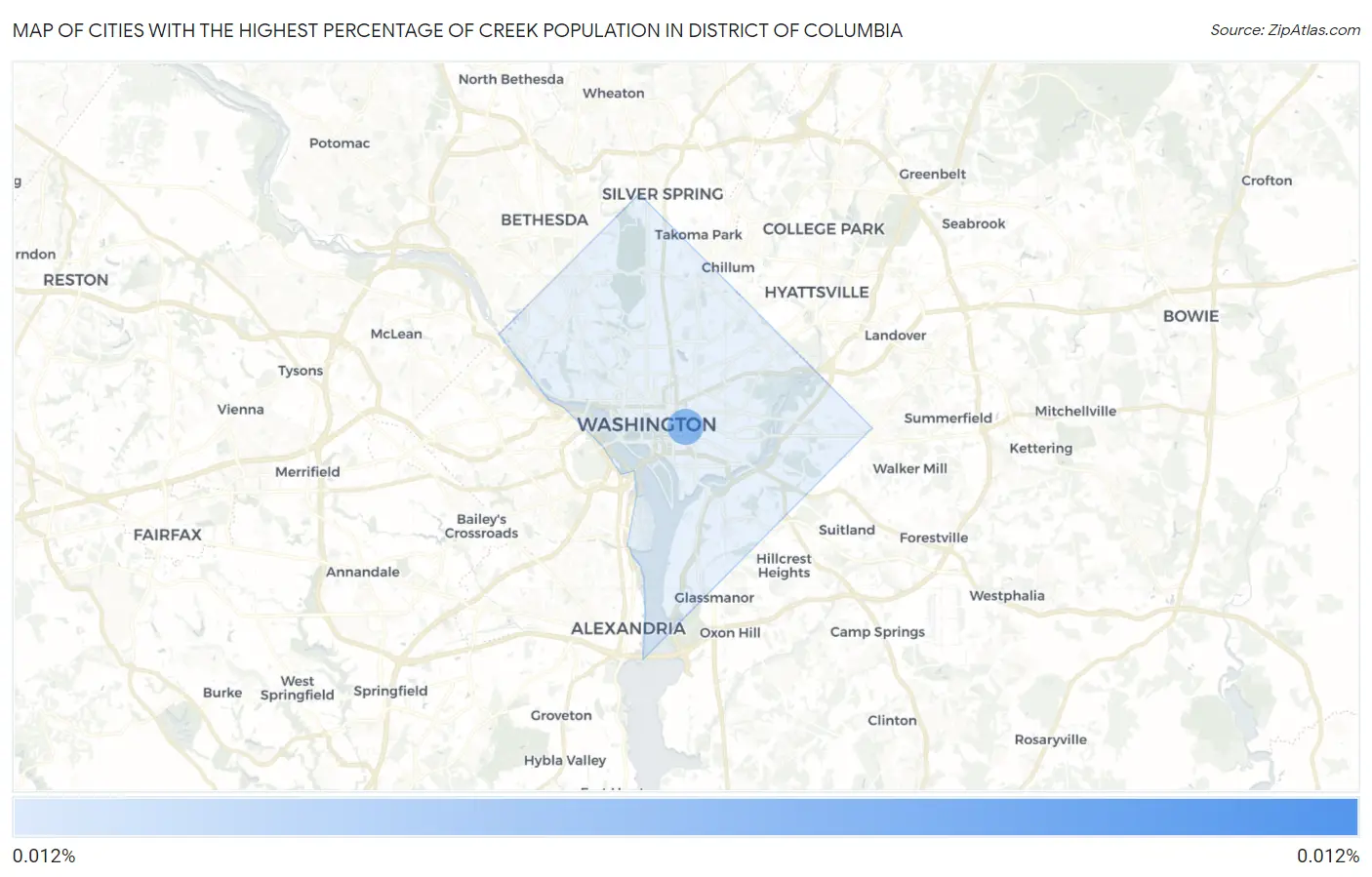 Cities with the Highest Percentage of Creek Population in District Of Columbia Map