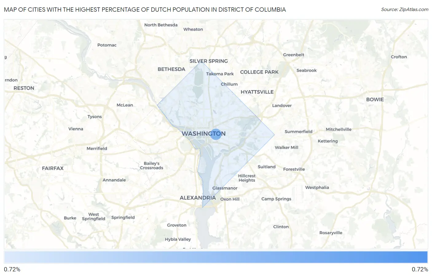 Cities with the Highest Percentage of Dutch Population in District Of Columbia Map