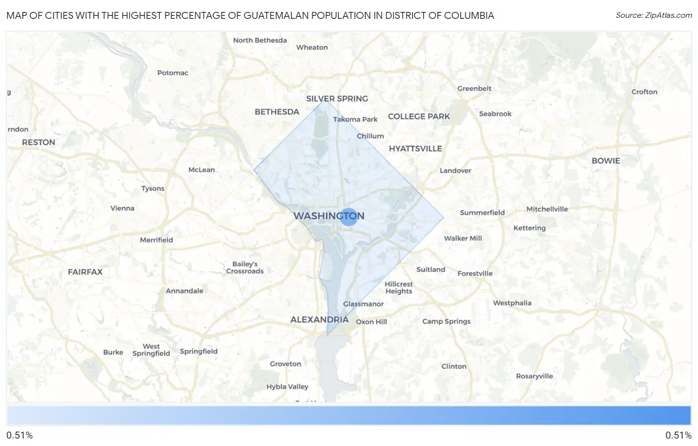 Cities with the Highest Percentage of Guatemalan Population in District Of Columbia Map