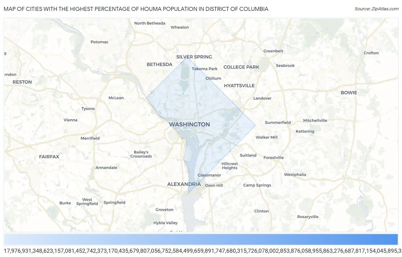 Cities with the Highest Percentage of Houma Population in District Of Columbia Map