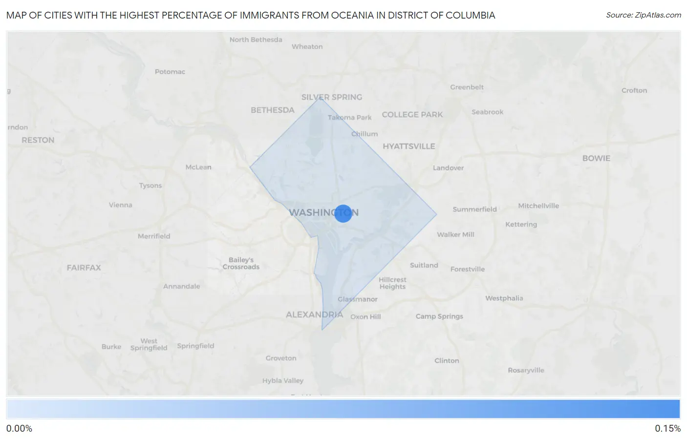 Cities with the Highest Percentage of Immigrants from Oceania in District Of Columbia Map