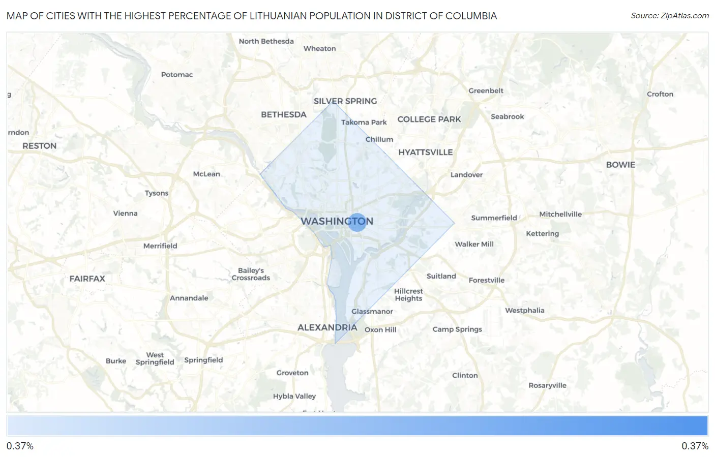 Cities with the Highest Percentage of Lithuanian Population in District Of Columbia Map