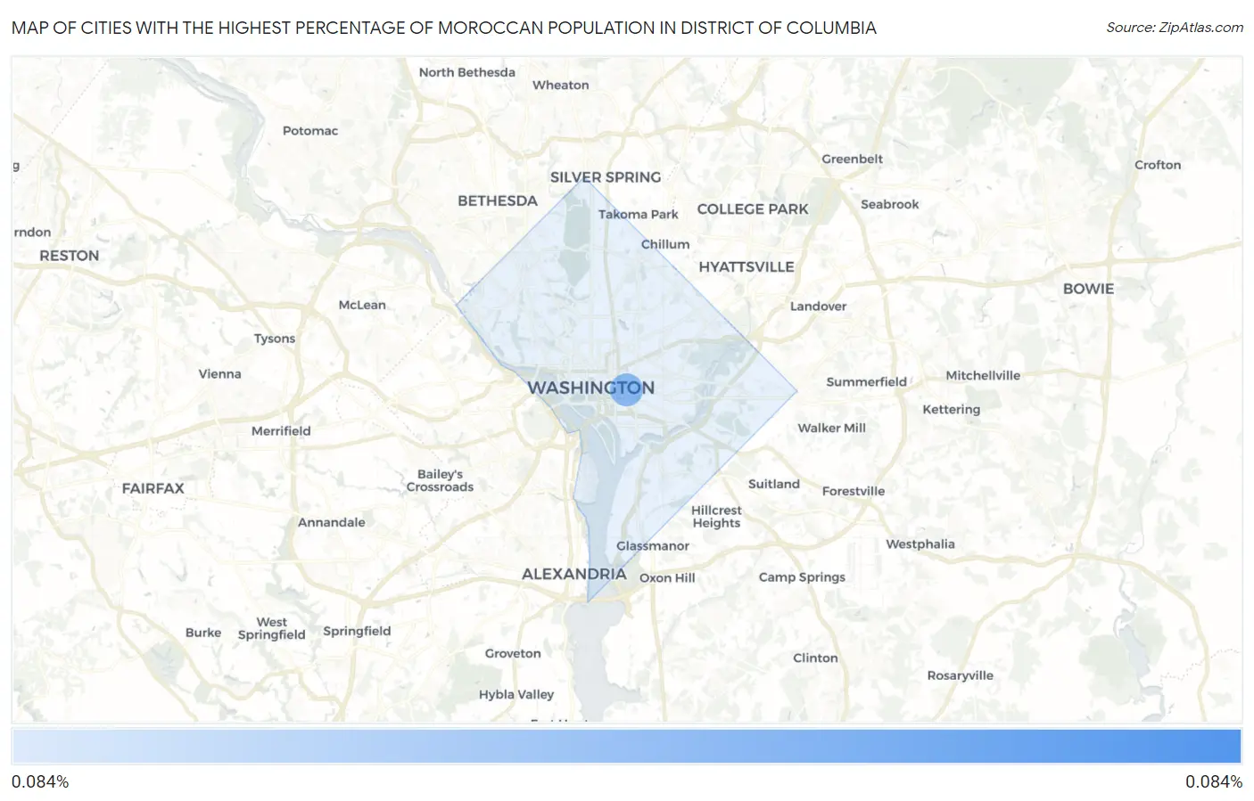 Cities with the Highest Percentage of Moroccan Population in District Of Columbia Map