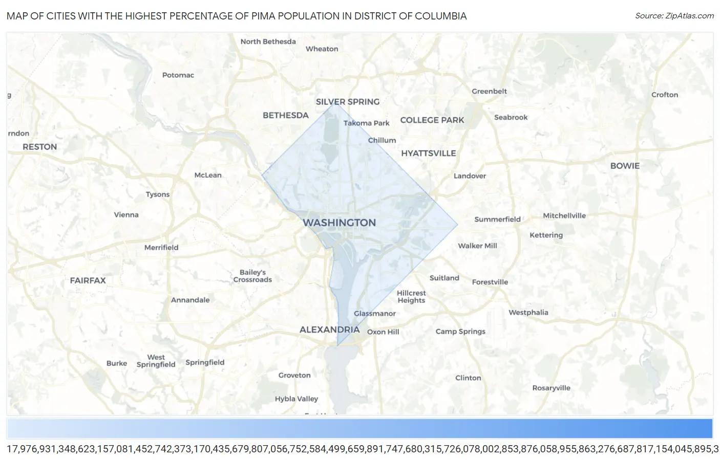 Cities with the Highest Percentage of Pima Population in District Of Columbia Map