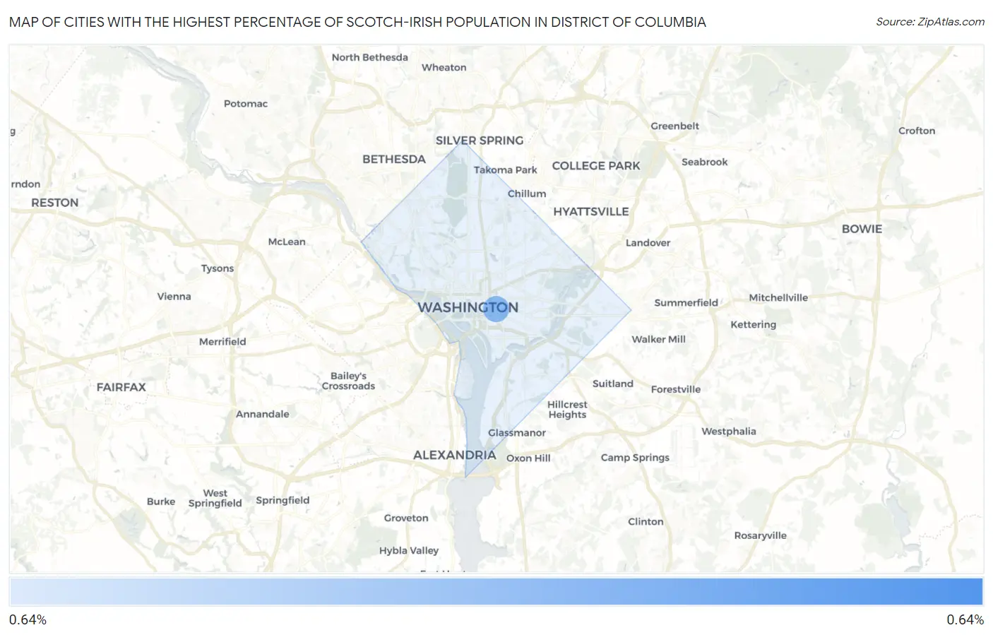 Cities with the Highest Percentage of Scotch-Irish Population in District Of Columbia Map