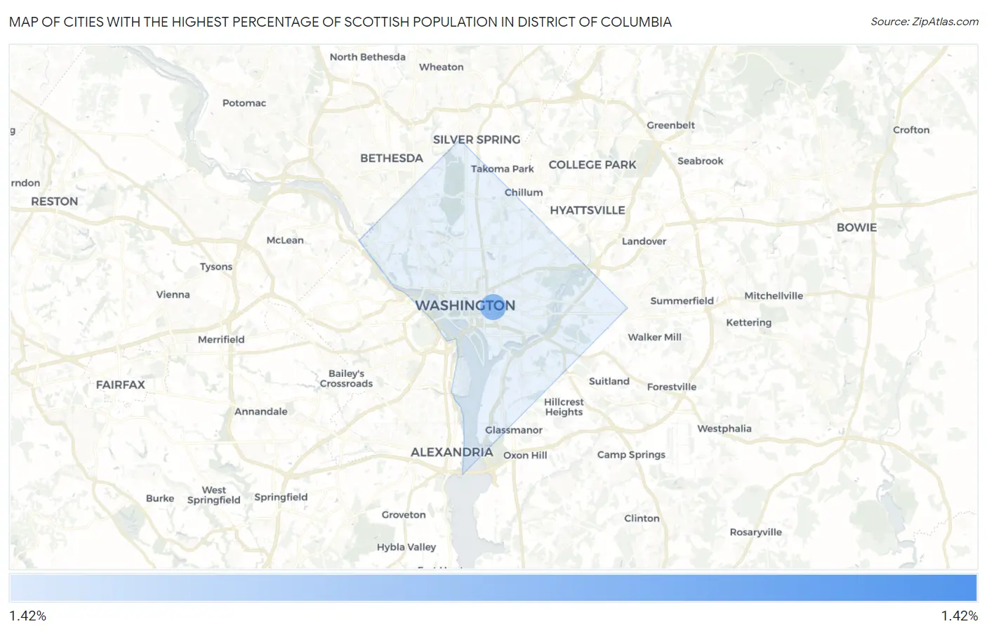 Cities with the Highest Percentage of Scottish Population in District Of Columbia Map
