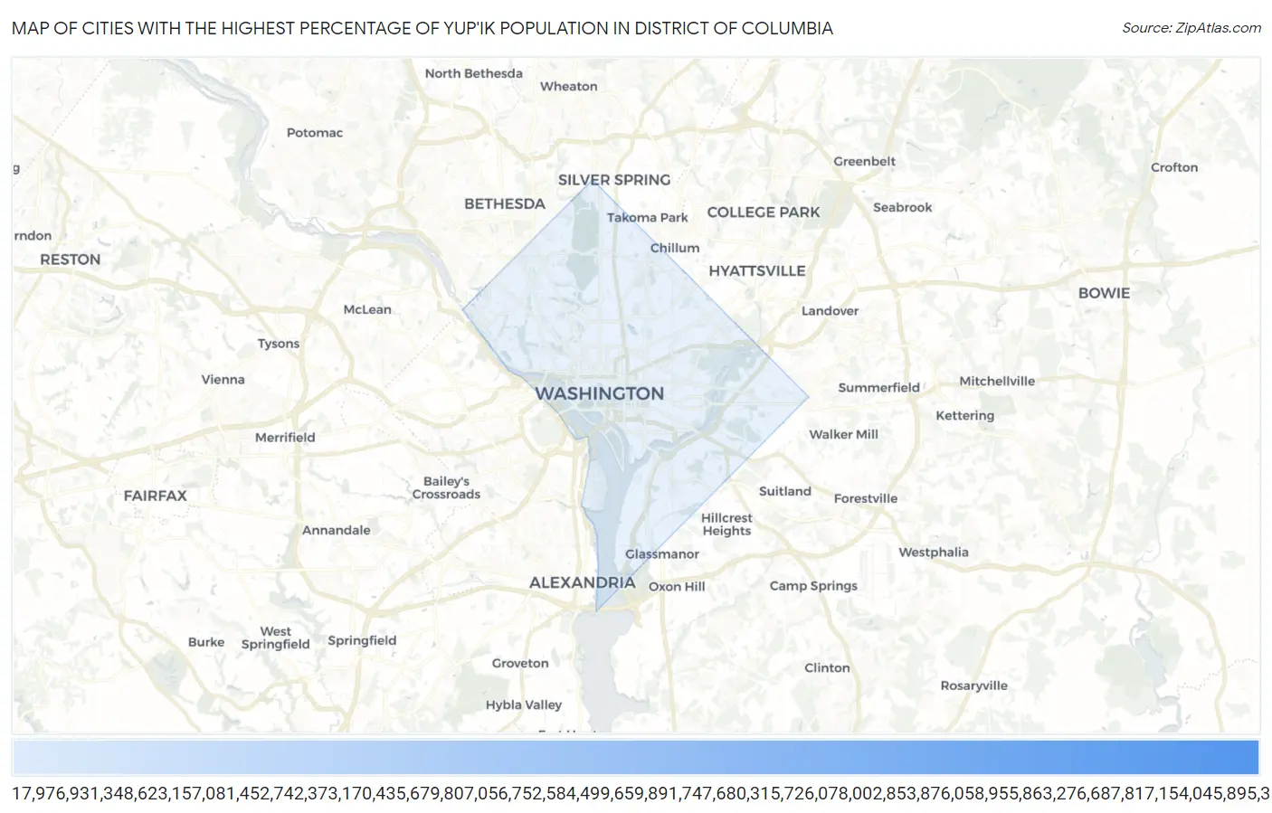 Cities with the Highest Percentage of Yup'ik Population in District Of Columbia Map