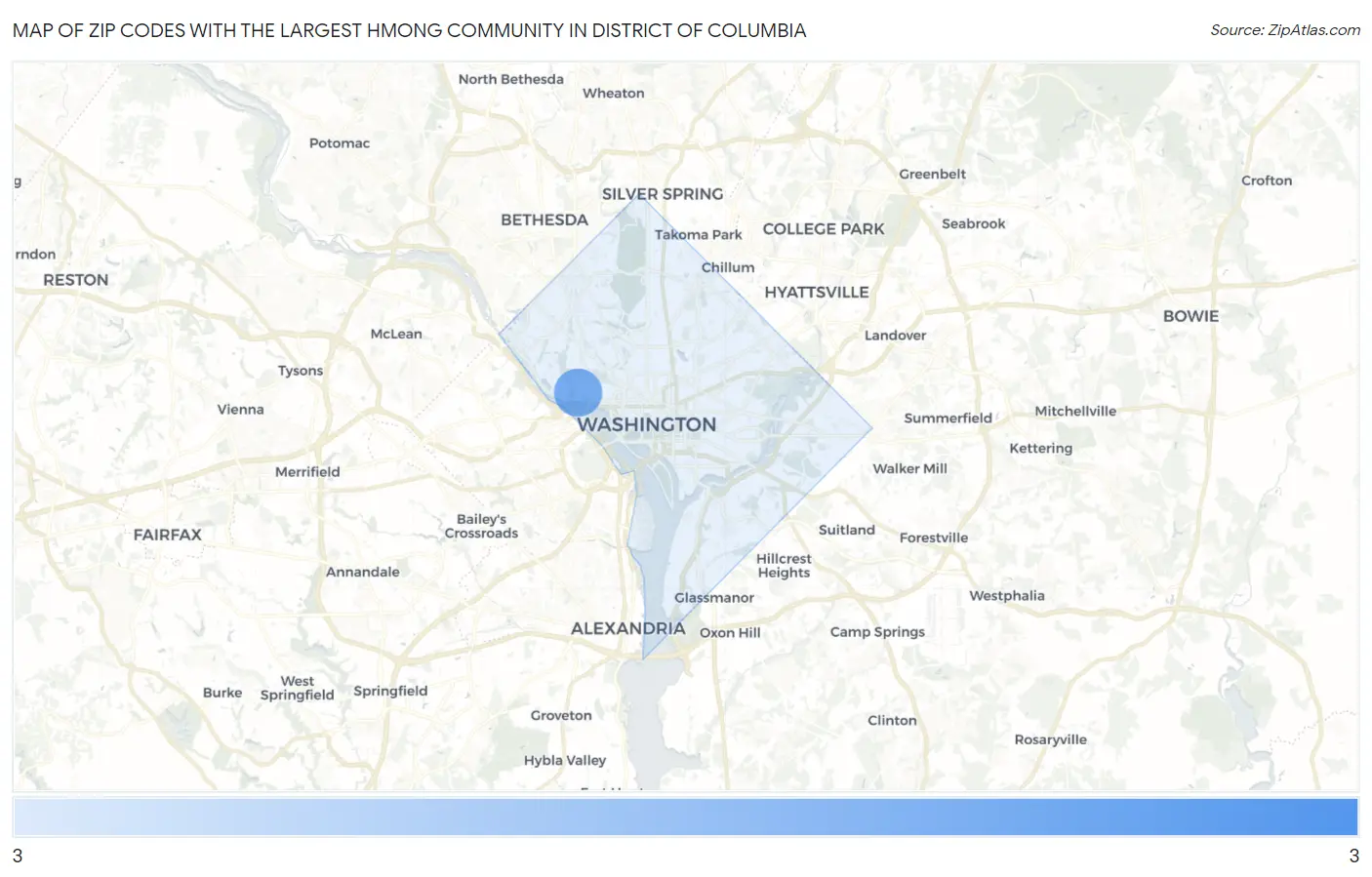 Zip Codes with the Largest Hmong Community in District Of Columbia Map