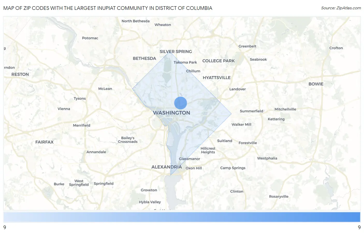 Zip Codes with the Largest Inupiat Community in District Of Columbia Map