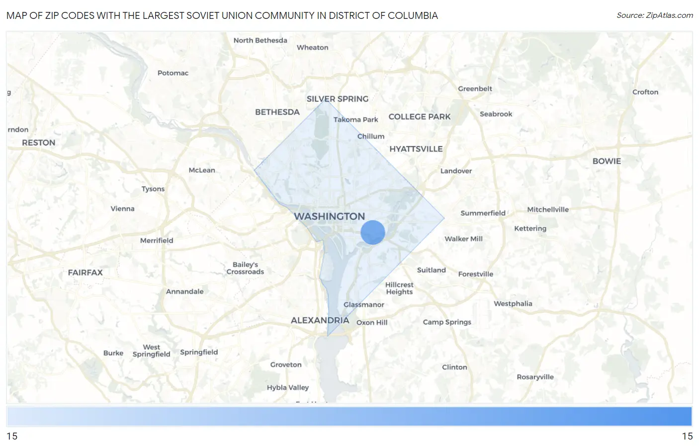Zip Codes with the Largest Soviet Union Community in District Of Columbia Map