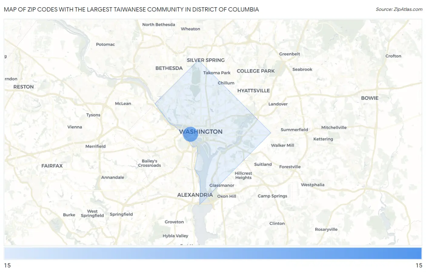 Zip Codes with the Largest Taiwanese Community in District Of Columbia Map