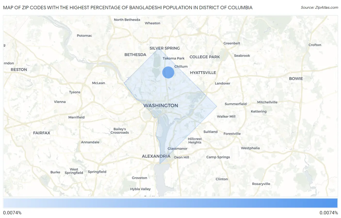 Zip Codes with the Highest Percentage of Bangladeshi Population in District Of Columbia Map
