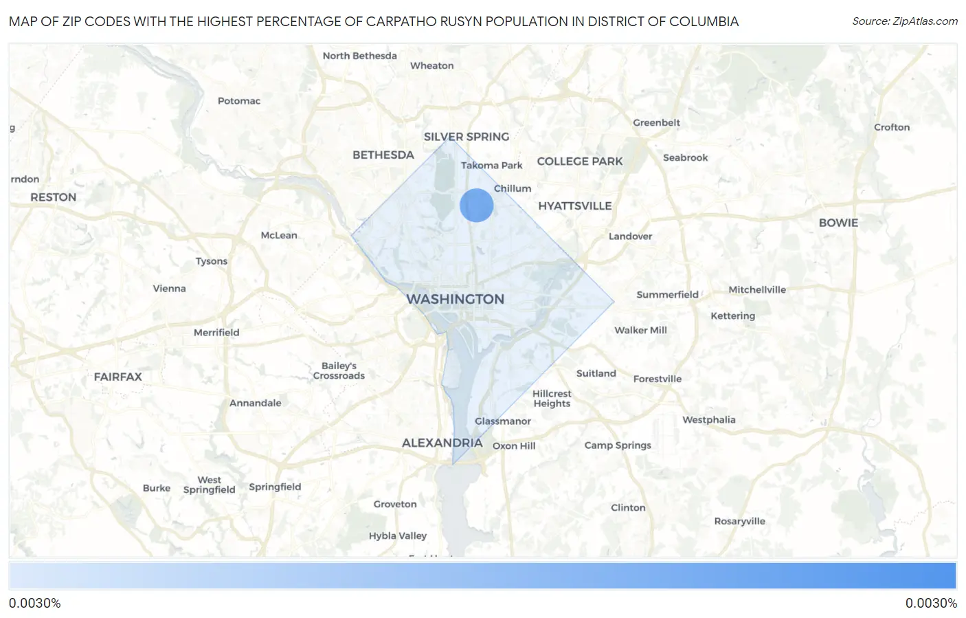 Zip Codes with the Highest Percentage of Carpatho Rusyn Population in District Of Columbia Map
