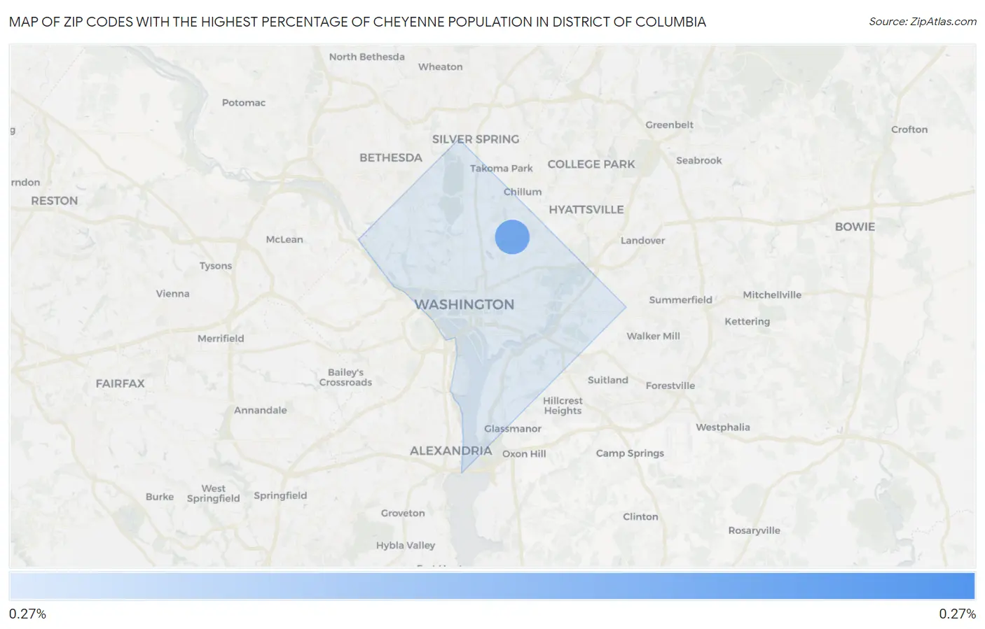 Zip Codes with the Highest Percentage of Cheyenne Population in District Of Columbia Map