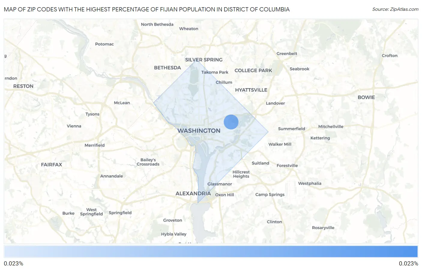 Zip Codes with the Highest Percentage of Fijian Population in District Of Columbia Map