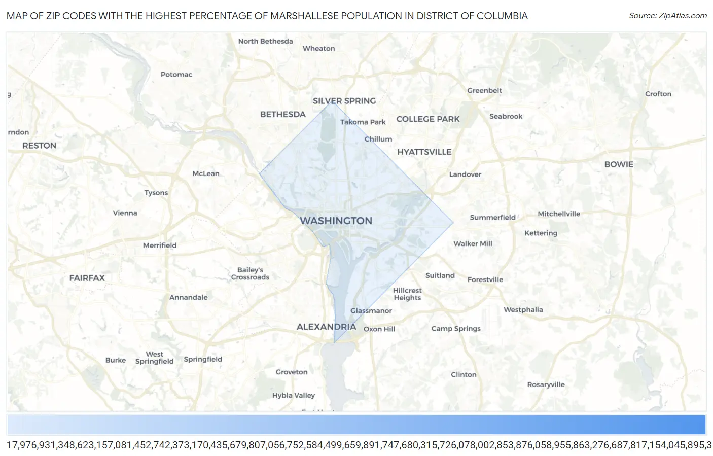 Zip Codes with the Highest Percentage of Marshallese Population in District Of Columbia Map