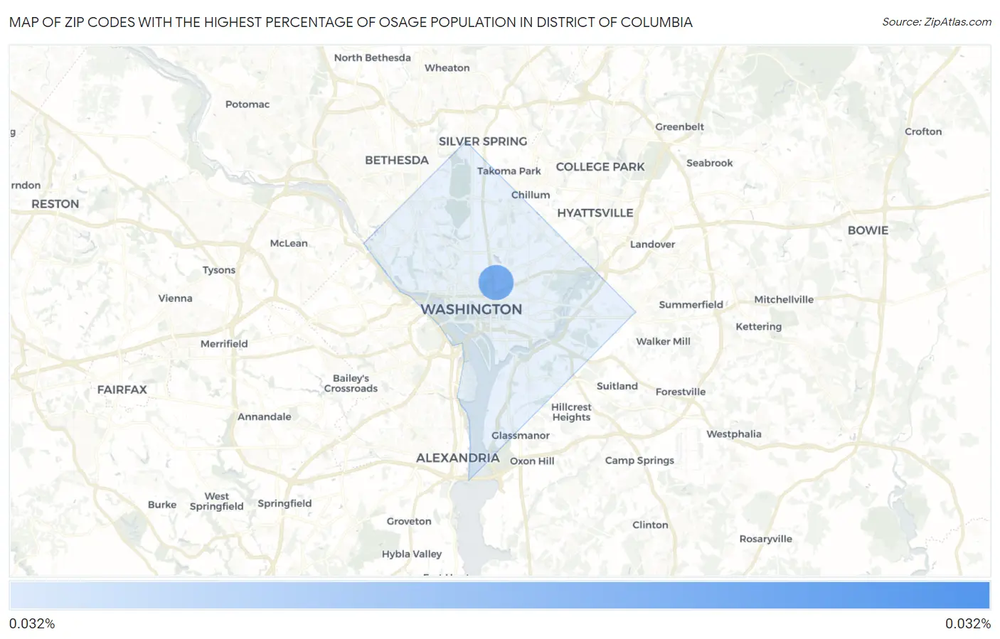 Zip Codes with the Highest Percentage of Osage Population in District Of Columbia Map