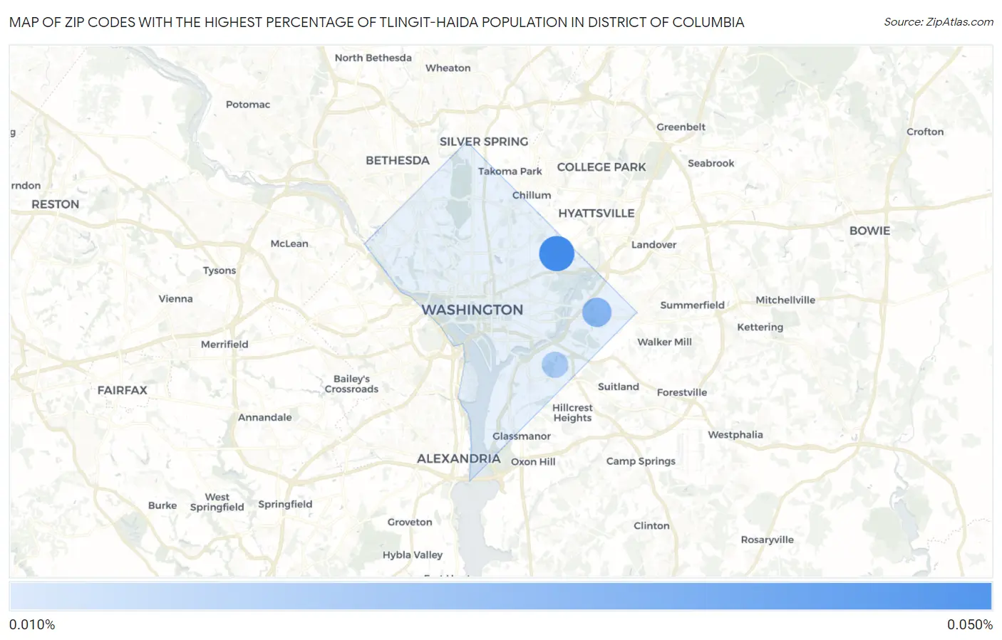 Zip Codes with the Highest Percentage of Tlingit-Haida Population in District Of Columbia Map