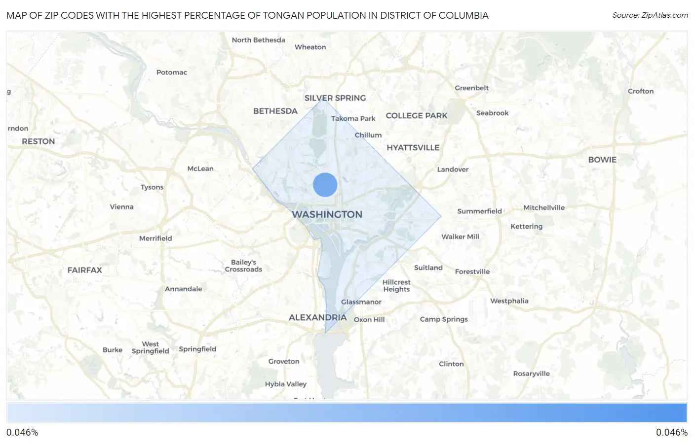 Zip Codes with the Highest Percentage of Tongan Population in District Of Columbia Map
