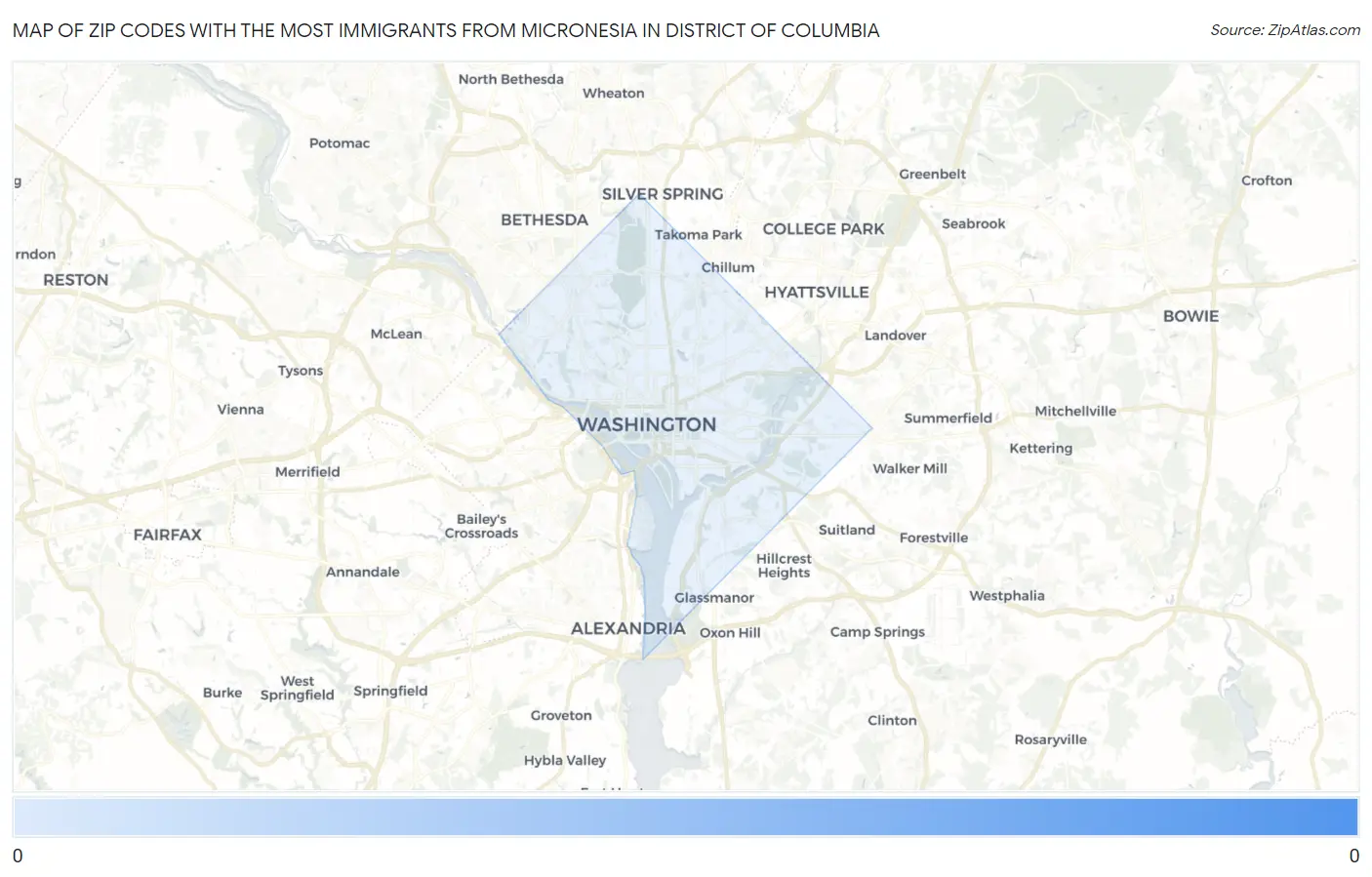 Zip Codes with the Most Immigrants from Micronesia in District Of Columbia Map