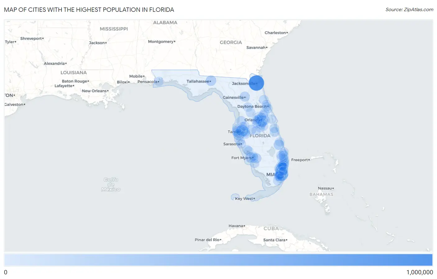Cities with the Highest Population in Florida Map