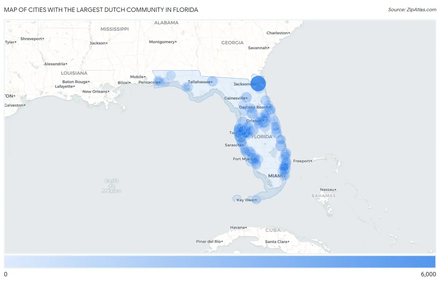Cities with the Largest Dutch Community in Florida Map