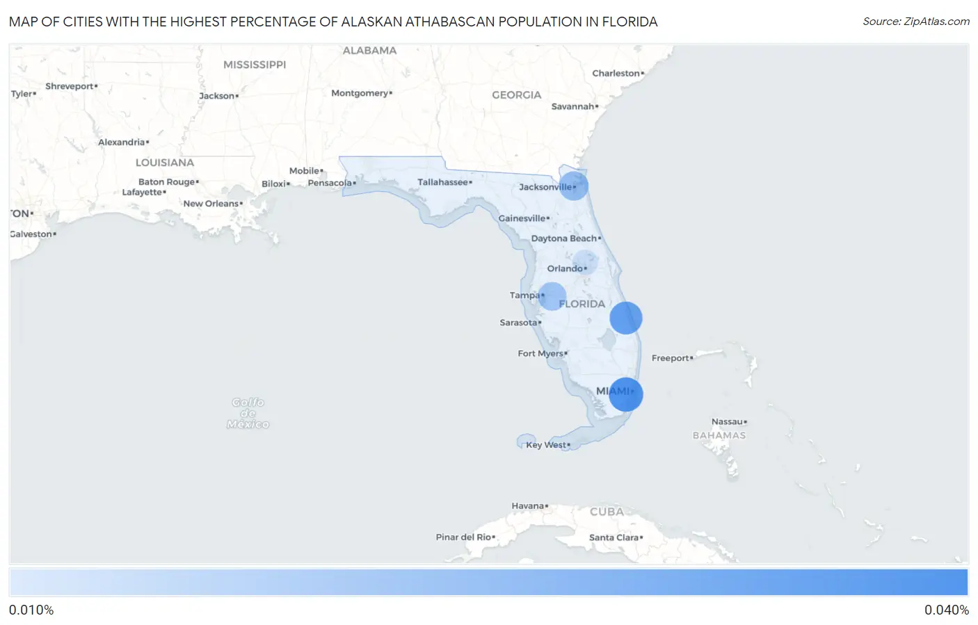 Cities with the Highest Percentage of Alaskan Athabascan Population in Florida Map