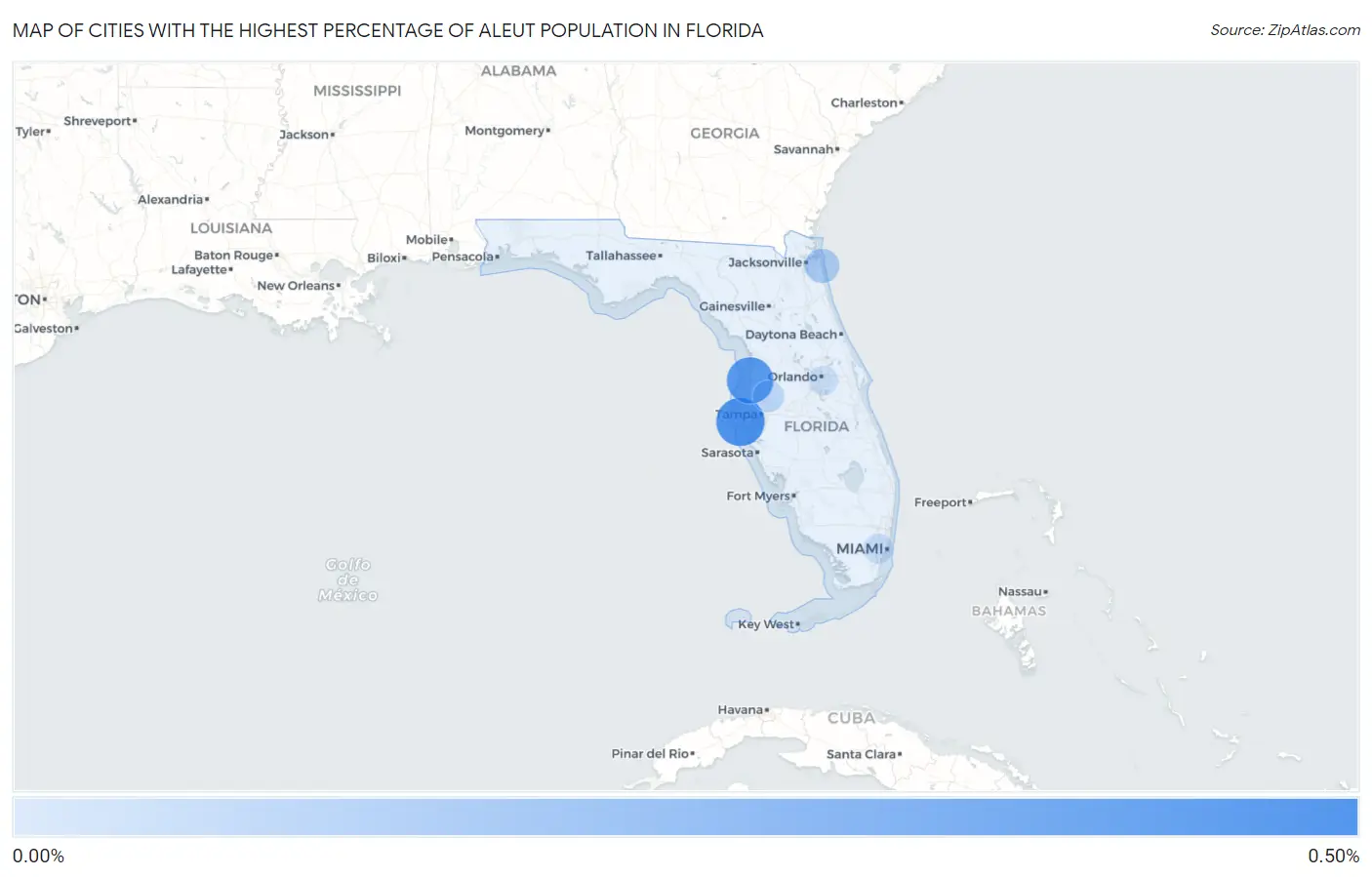 Cities with the Highest Percentage of Aleut Population in Florida Map