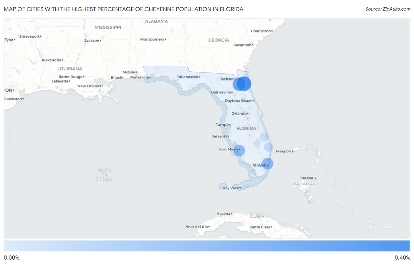 Cities with the Highest Percentage of Cheyenne Population in Florida Map