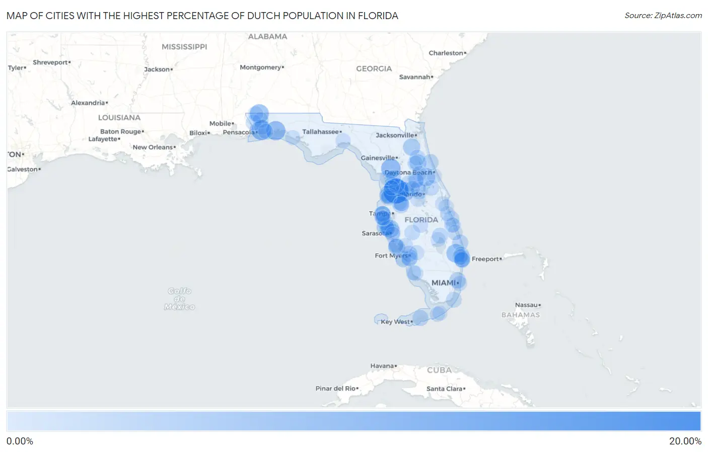Cities with the Highest Percentage of Dutch Population in Florida Map