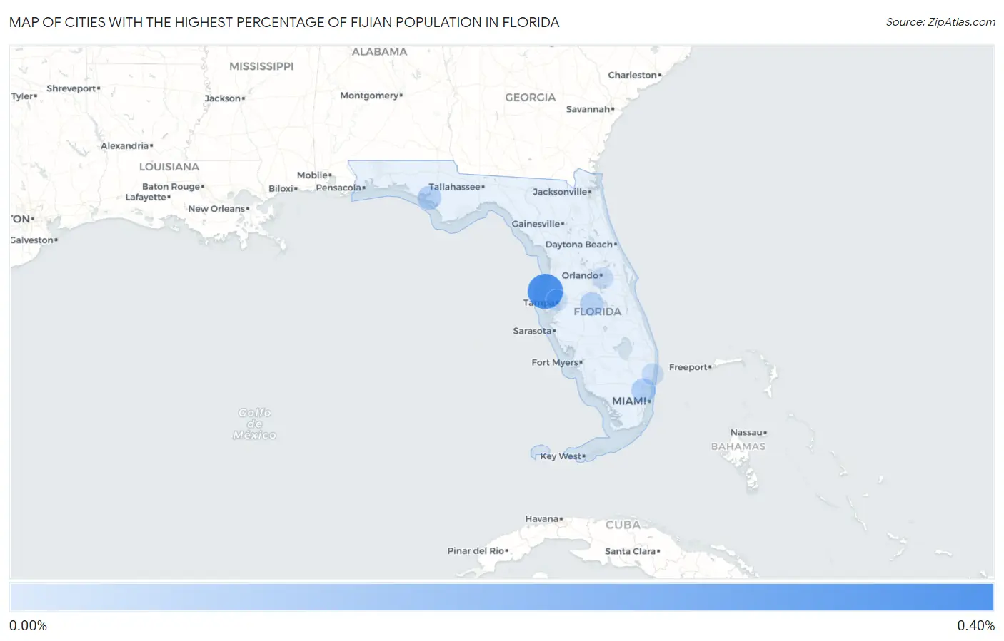 Cities with the Highest Percentage of Fijian Population in Florida Map
