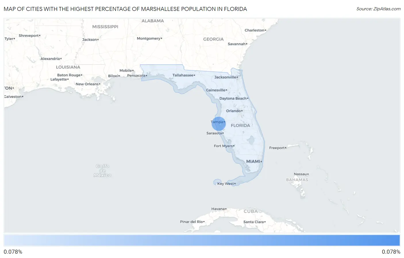 Cities with the Highest Percentage of Marshallese Population in Florida Map