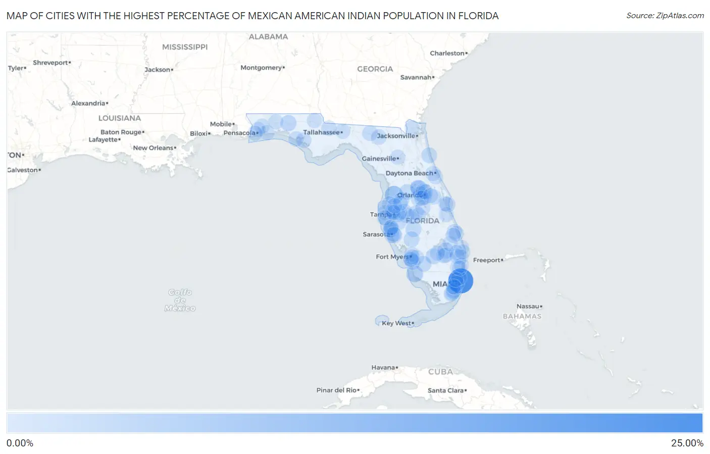 Cities with the Highest Percentage of Mexican American Indian Population in Florida Map