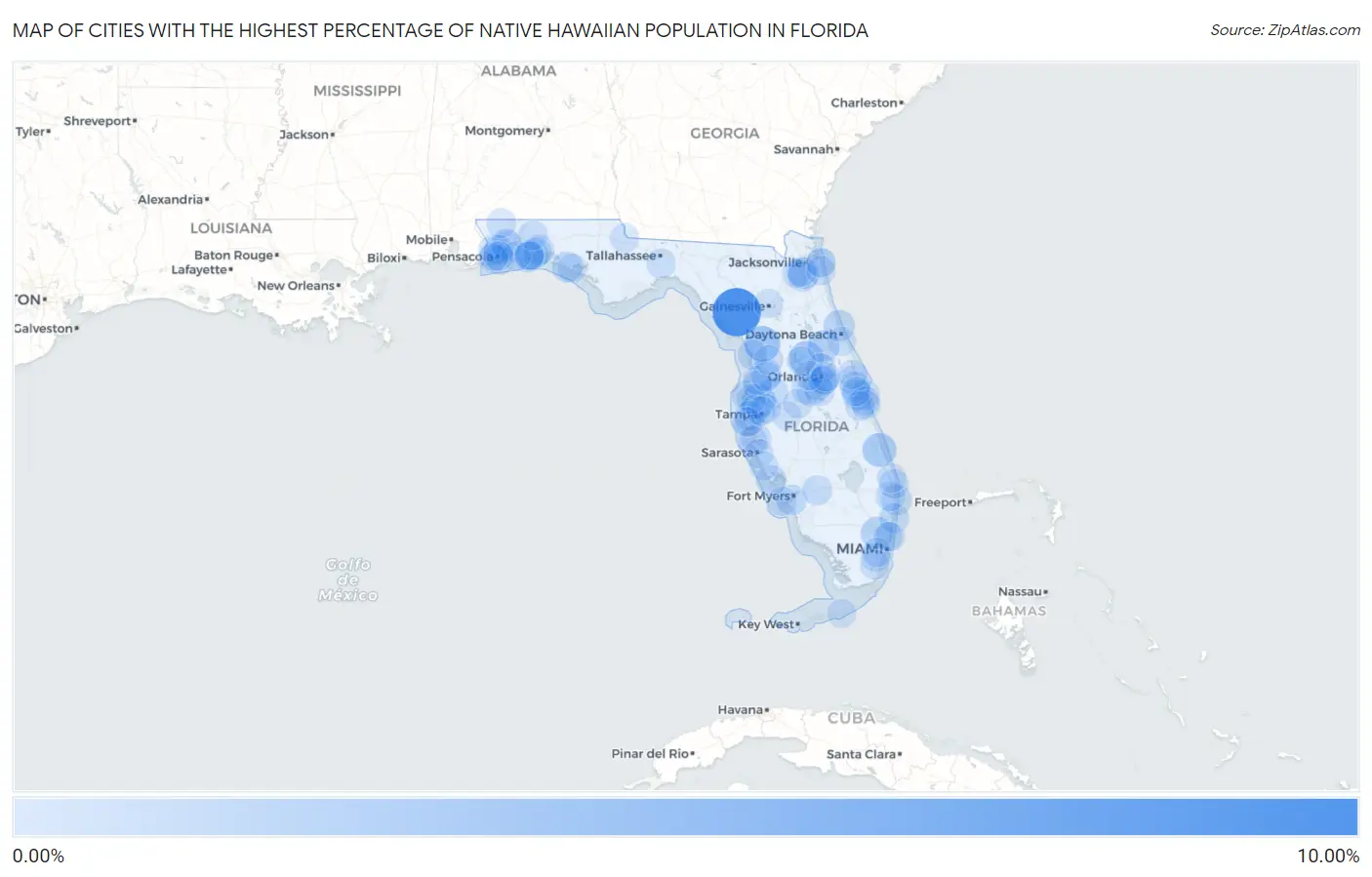Cities with the Highest Percentage of Native Hawaiian Population in Florida Map