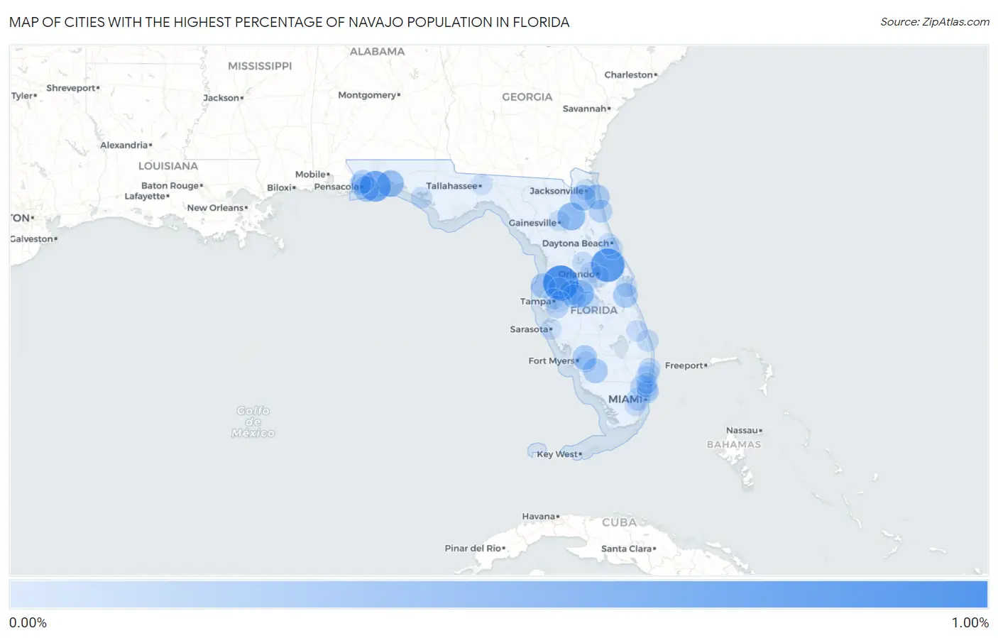Cities with the Highest Percentage of Navajo Population in Florida Map