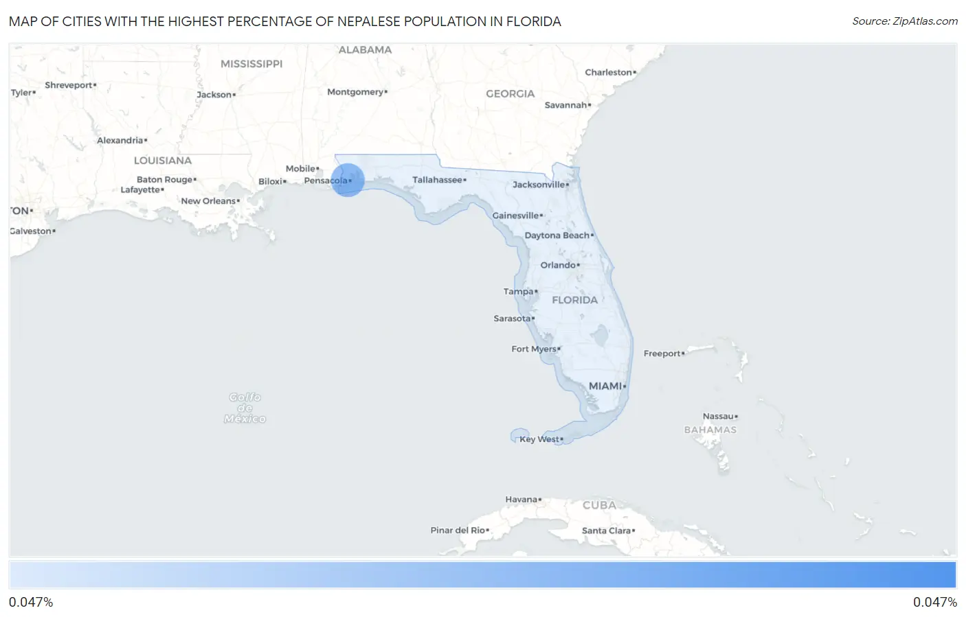 Cities with the Highest Percentage of Nepalese Population in Florida Map