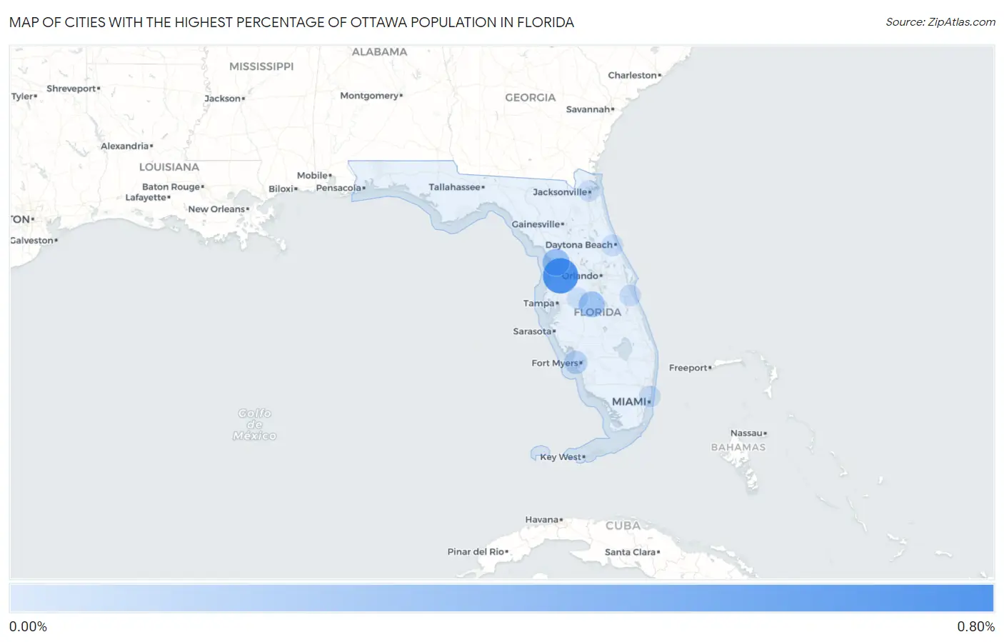 Cities with the Highest Percentage of Ottawa Population in Florida Map