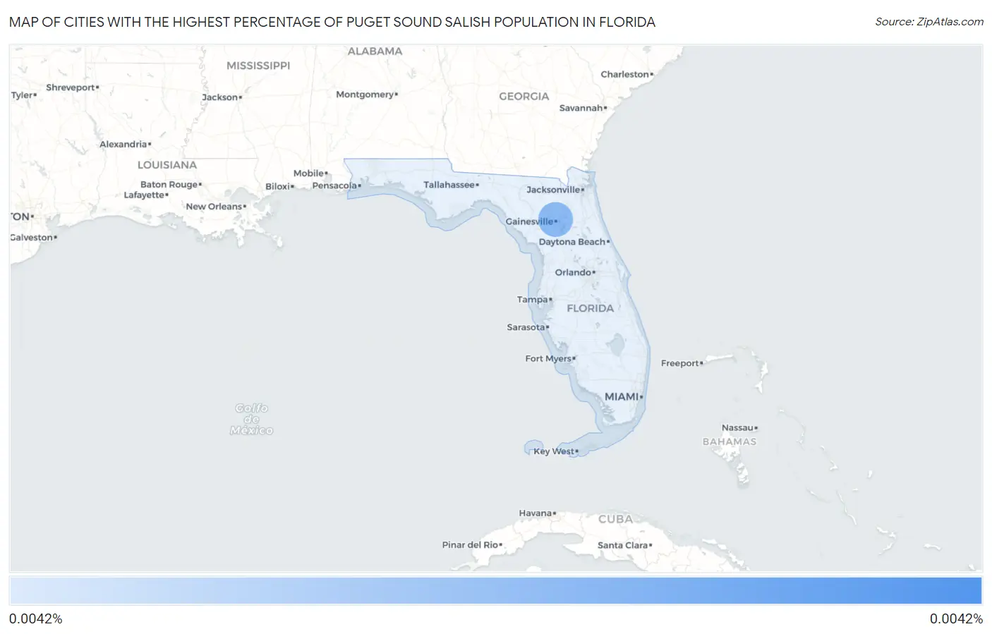 Cities with the Highest Percentage of Puget Sound Salish Population in Florida Map