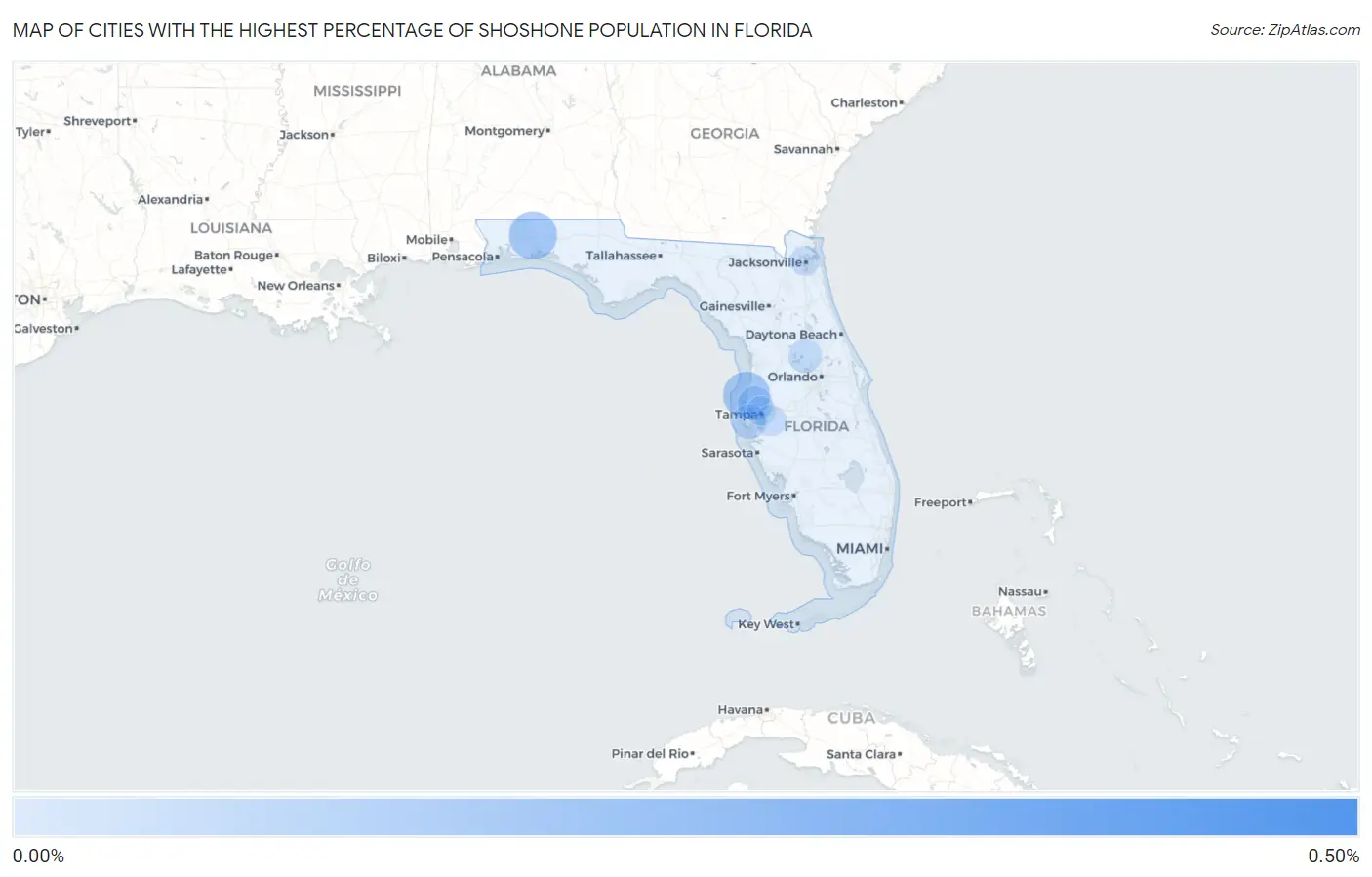 Cities with the Highest Percentage of Shoshone Population in Florida Map