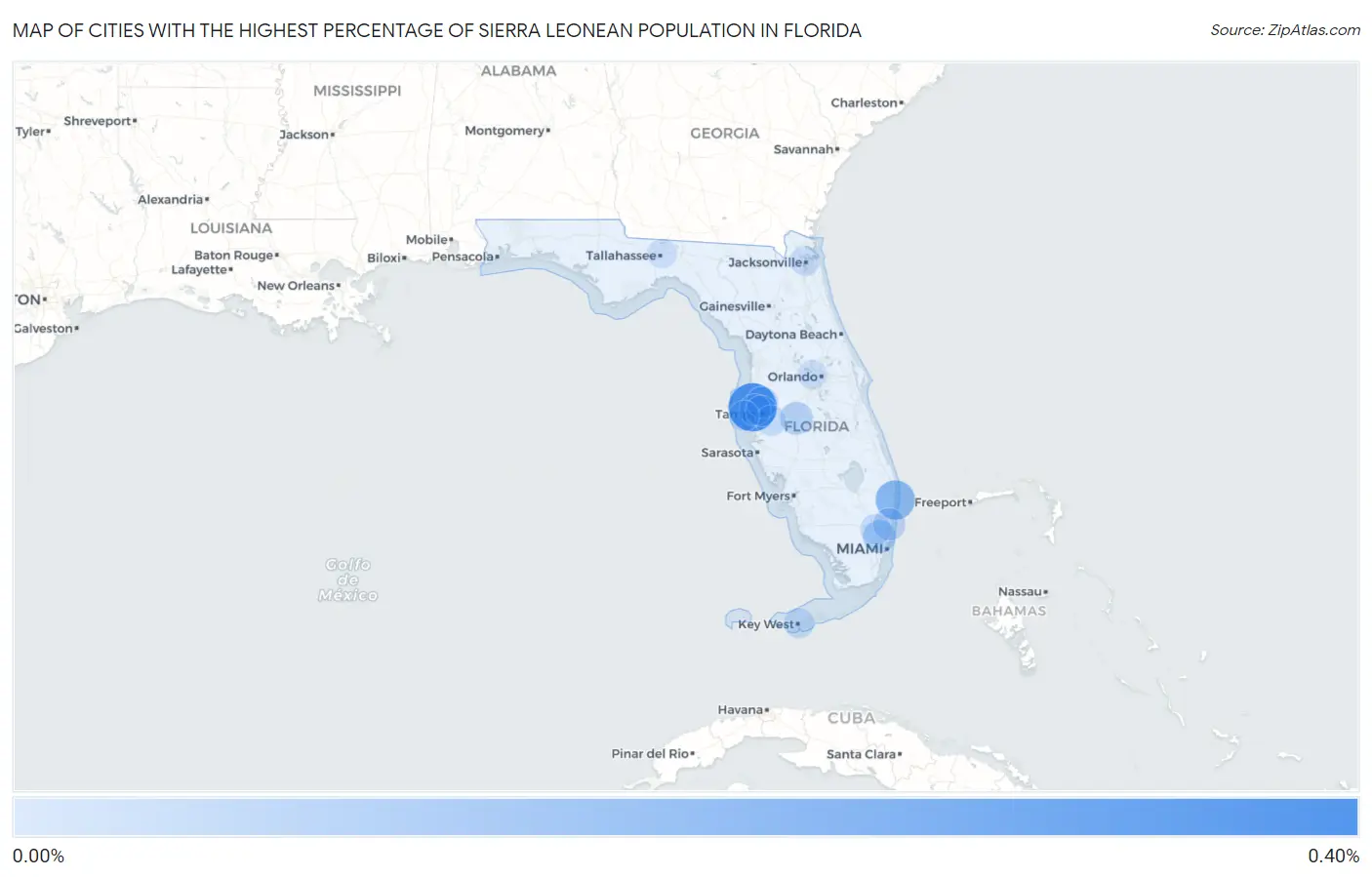 Cities with the Highest Percentage of Sierra Leonean Population in Florida Map