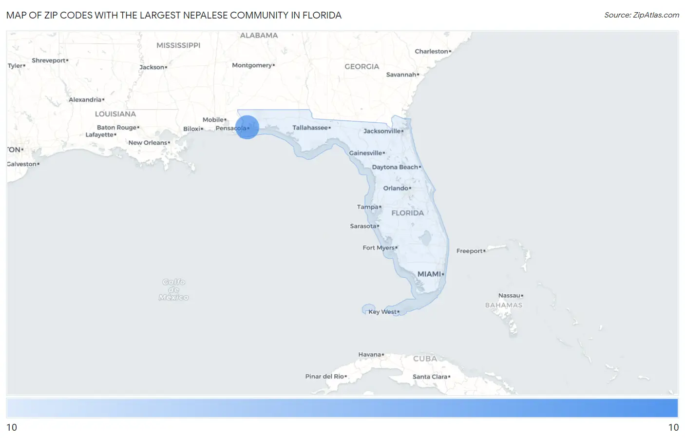 Zip Codes with the Largest Nepalese Community in Florida Map