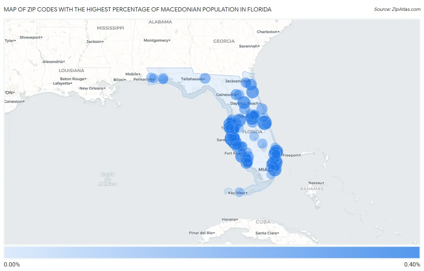 Zip Codes with the Highest Percentage of Macedonian Population in Florida Map