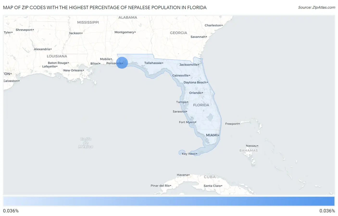Zip Codes with the Highest Percentage of Nepalese Population in Florida Map