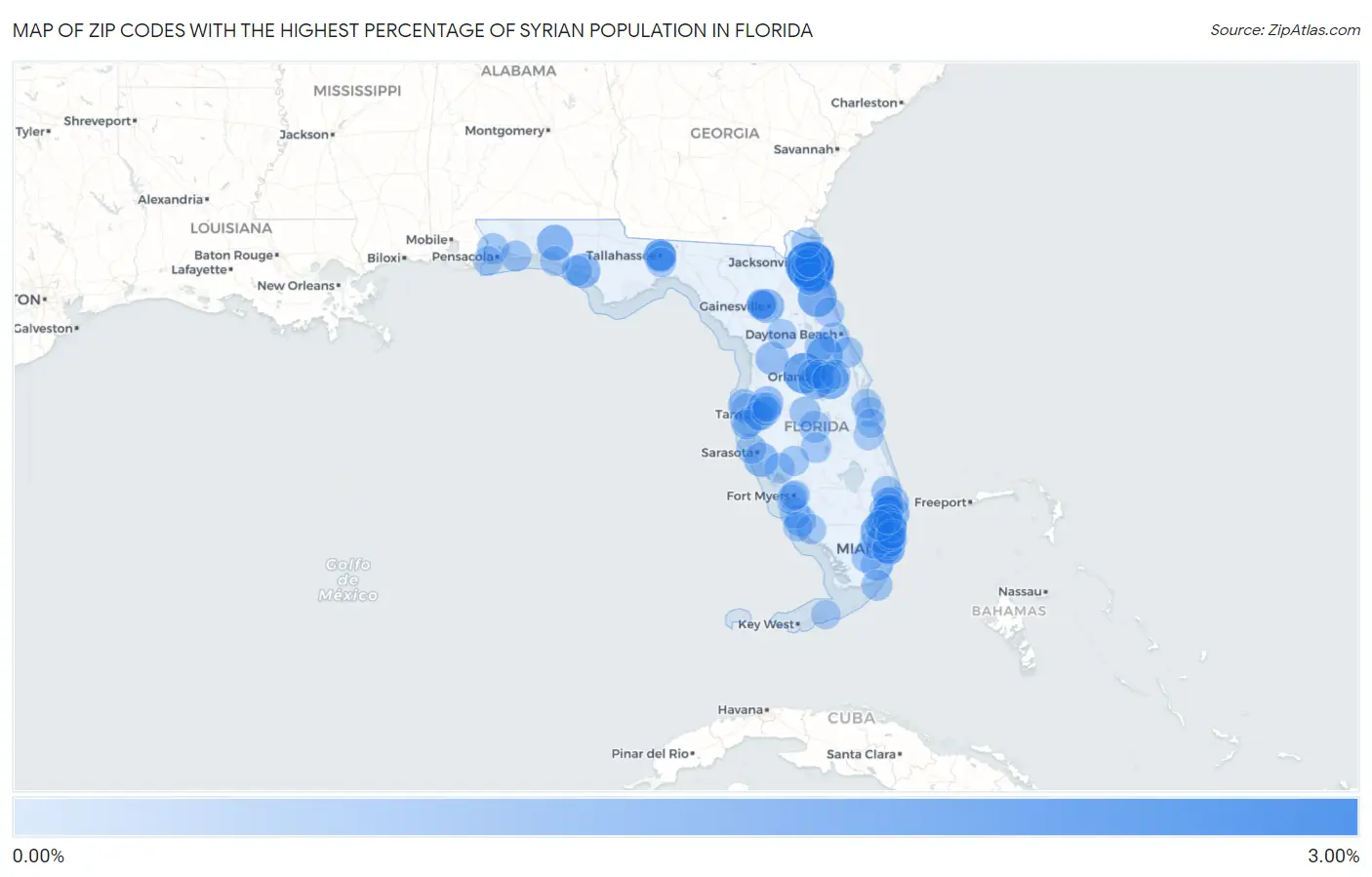 Zip Codes with the Highest Percentage of Syrian Population in Florida Map