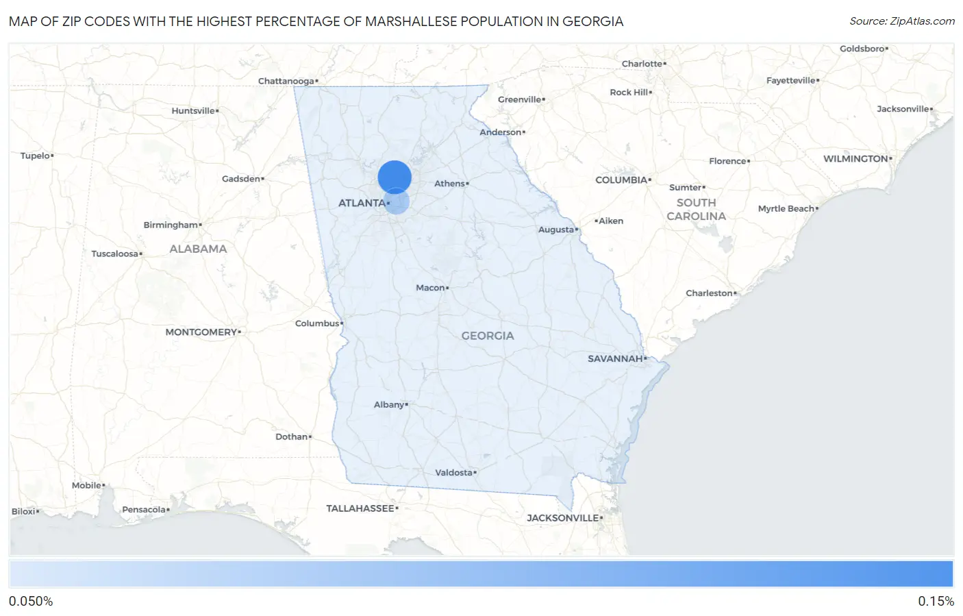 Zip Codes with the Highest Percentage of Marshallese Population in Georgia Map