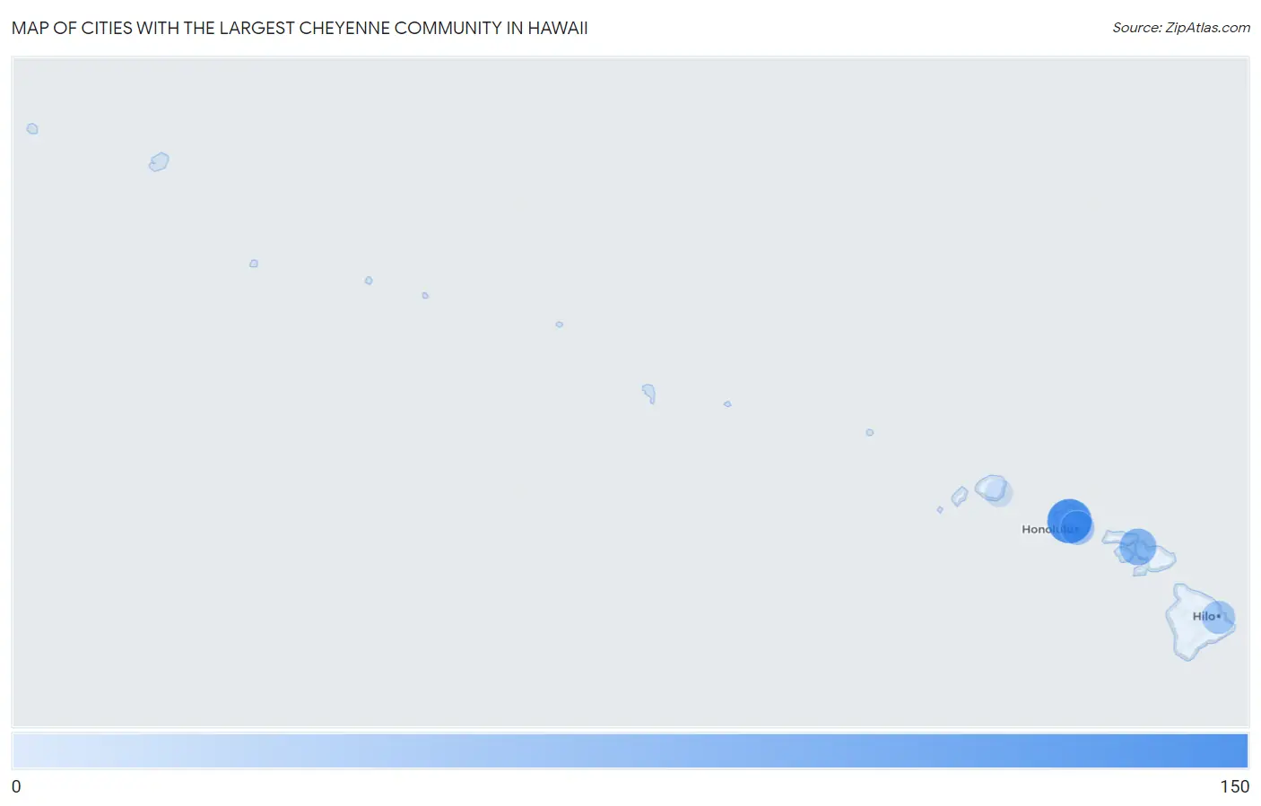 Cities with the Largest Cheyenne Community in Hawaii Map