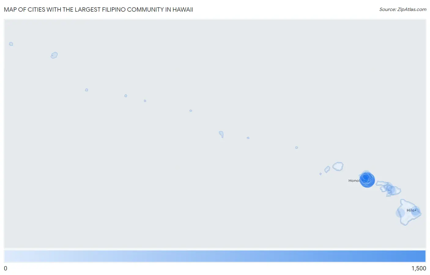 Cities with the Largest Filipino Community in Hawaii Map