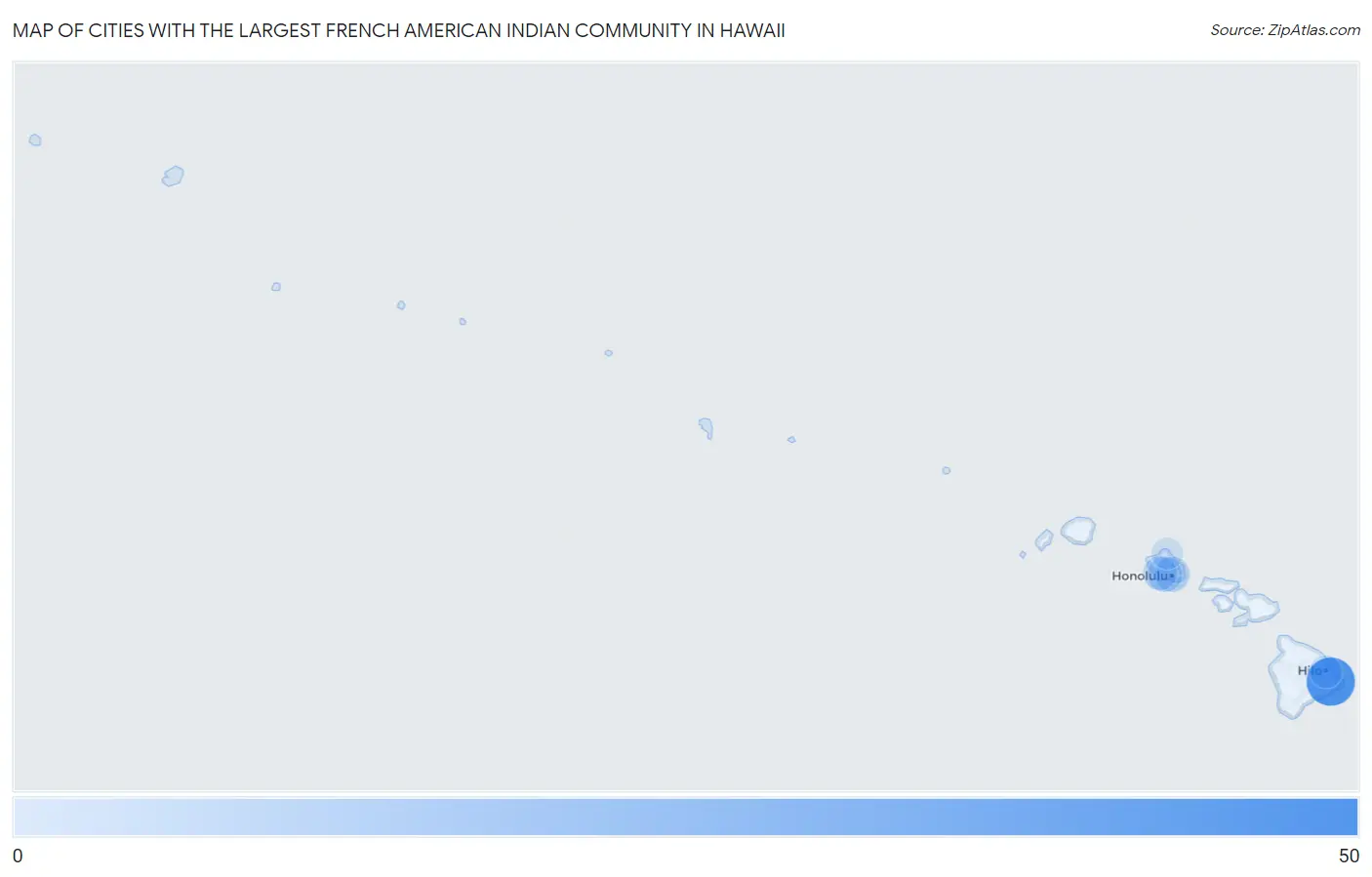 Cities with the Largest French American Indian Community in Hawaii Map