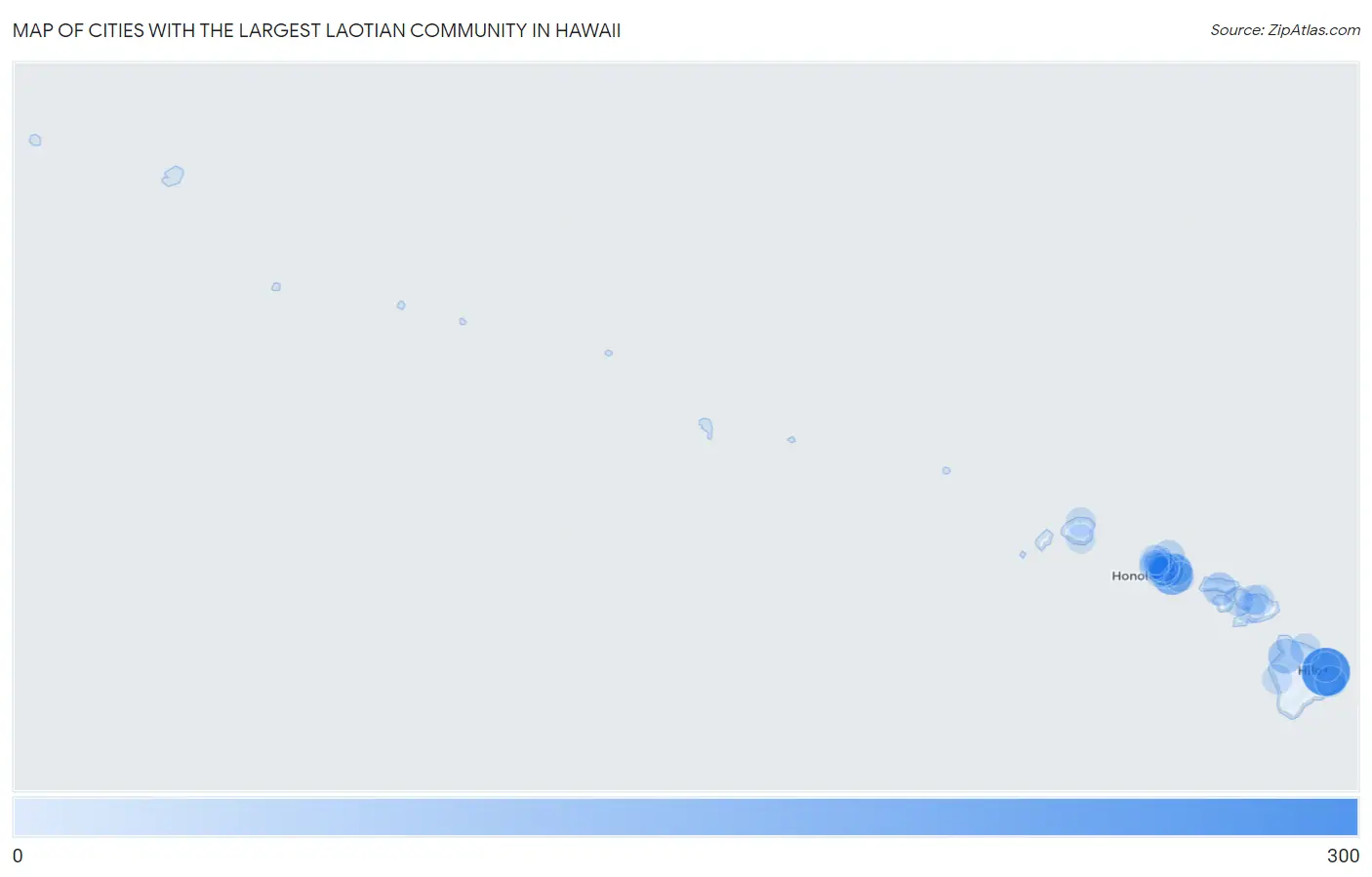 Cities with the Largest Laotian Community in Hawaii Map